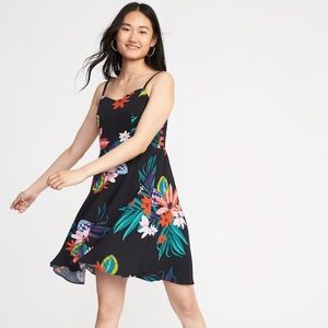 Fit & Flare Black Floral Cami Dress